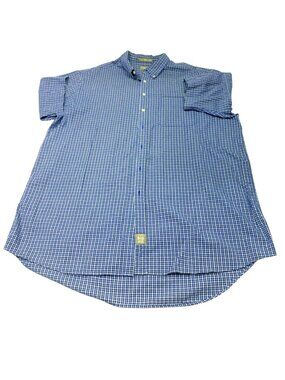 Khakis By Arrow Mens 2XLT Blue & White Gingham Big Oxford Cotton Button-Down Shi